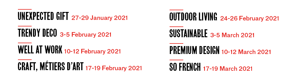 Digital Days - Maison&Objet - January, February, March 2021- Schedule