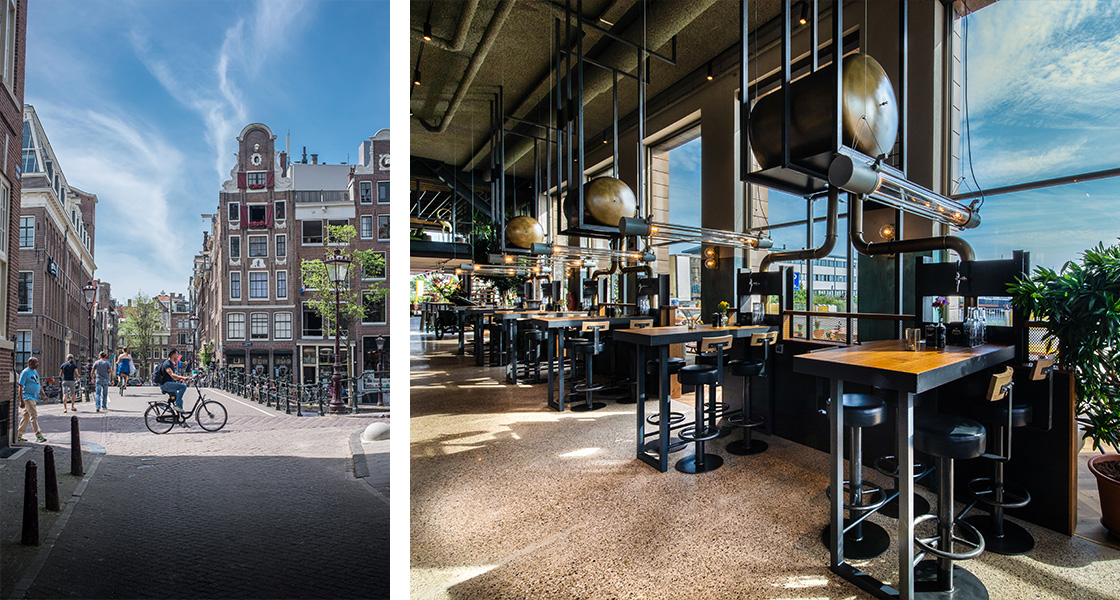 Cyclist at Bridge Prinsengracht © Koen Smilde Photography - Karaat Restaurant © Rogier Van T Slot