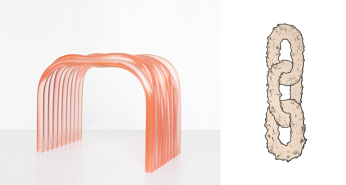 Paris Design Week 2021 - Adorno - Sabourin_Costes__Boudins__Stool -- Wendy_Andreu_Chain_Link_Tapestry_II