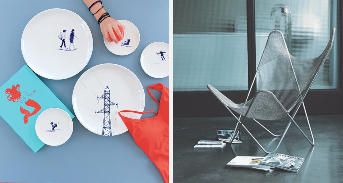 Plage ski pylones maillot Faiencerie Georges / Fauteuil AA Airborne