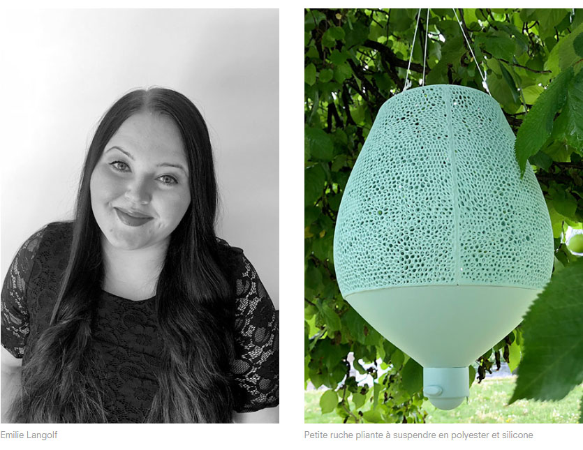 Emilie Langolf Petite ruche pliante à suspendre en polyester et silicone Petite ruche pliante à suspendre en polyester et silicone